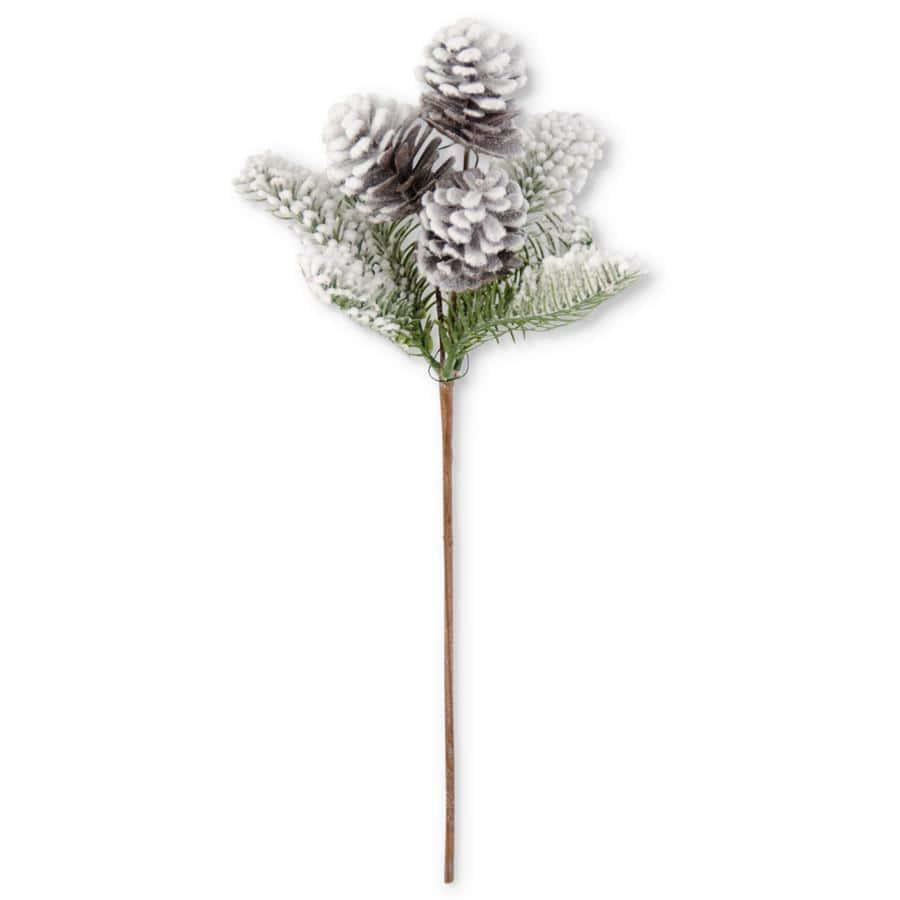 Flocked Fir & Pinecone Stem